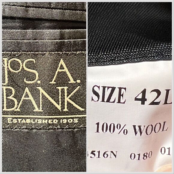 Jos A Bank 42L 36x30 Mens Navy Blue Pinstripe 2 Piece Suit Jacket Pants Set - Picture 16 of 16